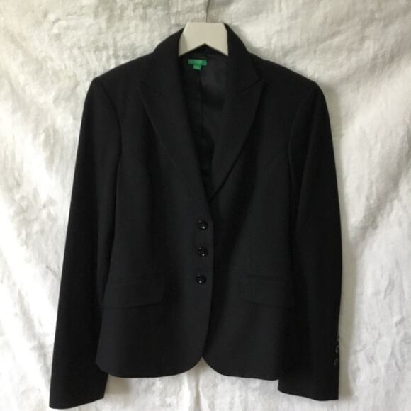 United Colors Of Benetton Jackets & Blazers - Benetton Black Three-Button Wool Blazer